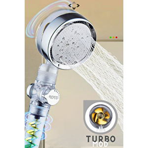 Turbo Su Tasarruflu 360° Dönerli Duş Başlığı Çift Turbolu Tazyikli Duş Başlığı