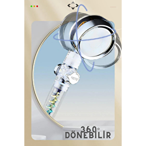 Turbo Su Tasarruflu 360° Dönerli Duş Başlığı Çift Turbolu Tazyikli Duş Başlığı