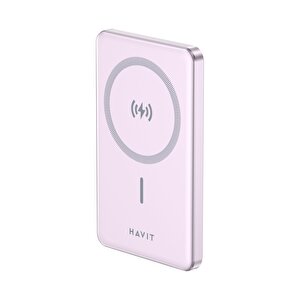 5000mah Magsafe Manyetik Kablosuz Powerbank Ultra İnce 20w, Iphone Uyumlu Mor
