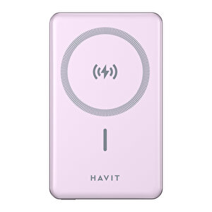 5000mah Magsafe Manyetik Kablosuz Powerbank Ultra İnce 20w, Iphone Uyumlu Mor