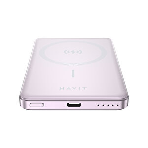 Havit Pb5202 5.000mah Magsafe Manyetik Kablosuz Powerbank Ultra Ince 20w, Iphone Uyumlu Mor