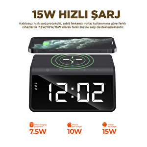 W320 Hızlı Wireless Şarj, Saat Ve Gece Lambası (fast 15w)