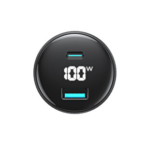 Cc100w 100w Pd Dijital Göstergeli Ultra Hızlı Araç Şarj Aleti (1 Type-c, 1 Usb)