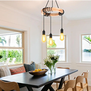 Simaavize Modern Ahşap Wood Suspension Avize 2
