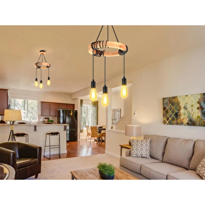 Simaavize Modern Ahşap Wood Suspension Avize 2