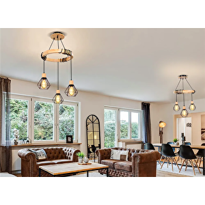 Simaavize Modern Ahşap Wood Suspension Avize
