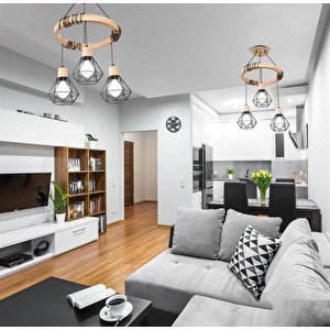 Simaavize Modern Ahşap Wood Suspension Avize