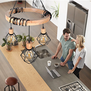 Simaavize Modern Ahşap Wood Suspension Avize