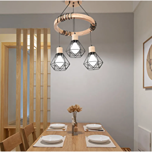 Simaavize Modern Ahşap Wood Suspension Avize