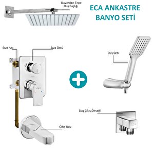 Eca Ankastre Gömme Banyo Bataryası Duş Seti  Tüm Parçalar Dahil 25x25 Başlık