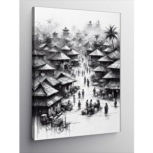 Kanvas Tablo Kasabadaki İnsanlar 100x140 cm