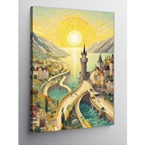 Kanvas Tablo Kasaba Manzarası 100x140 cm