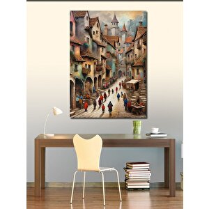 Kanvas Tablo Pastel Renklerde Kasaba 70x100 cm