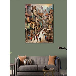 Kanvas Tablo Pastel Renklerde Kasaba 70x100 cm