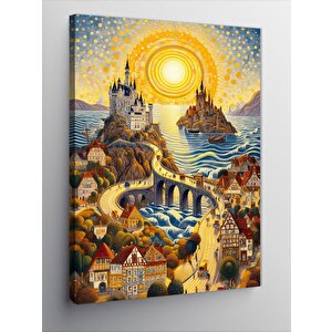 Kanvas Tablo Beyaz Kale Ve Sevimli Kasaba 100x140 cm