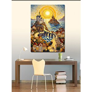 Kanvas Tablo Beyaz Kale Ve Sevimli Kasaba 100x140 cm