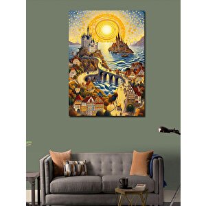 Kanvas Tablo Beyaz Kale Ve Sevimli Kasaba 100x140 cm