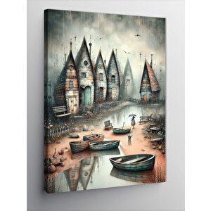 Kanvas Tablo Fırtınadaki Kasaba 100x140 cm