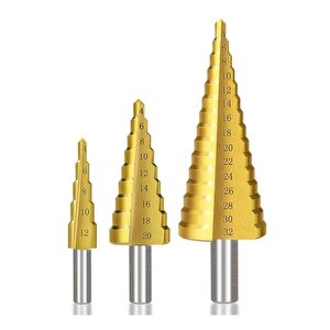 3 Parça Paslanmaz Kademeli Matkap Ucu 4-32 Mm Metal Kozalak Panç Hss 15 Kademe Kozalak