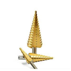 3 Parça Paslanmaz Kademeli Matkap Ucu 4-32 Mm Metal Kozalak Panç Hss 15 Kademe Kozalak