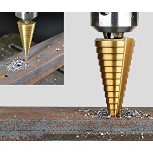 3 Parça Paslanmaz Kademeli Matkap Ucu 4-32 Mm Metal Kozalak Panç Hss 15 Kademe Kozalak