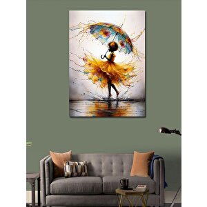 Kanvas Tablo Sarı Elbiseli Kadın 70x100 cm