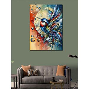 Kanvas Tablo Mavi Kuş Ve Desenler 100x140 cm