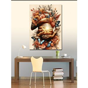 Kanvas Tablo Hamile Kadın Ve Kelebekler 100x140 cm