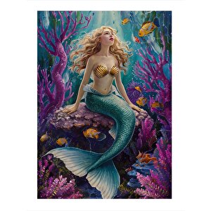 Pembe Mercanlar Ve Deniz Kızı Art Mdf Tablo 25cmx 35cm 25x35 cm