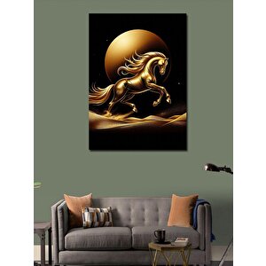 Kanvas Tablo Altın Sarısı At Ve Dolunay 70x100 cm