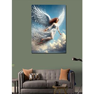 Kanvas Tablo Beyaz Kanatlı Melek Kadın 70x100 cm