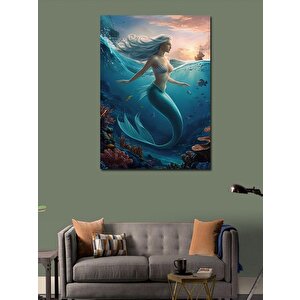 Kanvas Tablo Beyaz Saçlı Deniz Kızı 100x140 cm