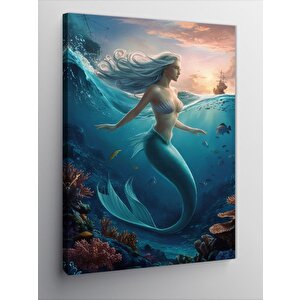 Kanvas Tablo Beyaz Saçlı Deniz Kızı 70x100 cm