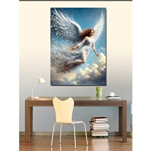 Kanvas Tablo Beyaz Kanatlı Melek Kadın 100x140 cm