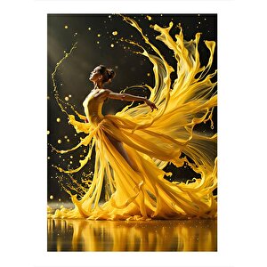 Sarı Elbiseli Kadın Art Mdf Poster 25cmx 35cm 25x35 cm