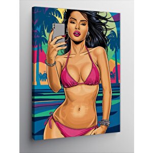 Kanvas Tablo Pembe Bikinili Kız