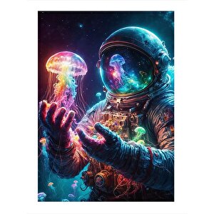 Astronot Ve Denizanası Mdf Poster 35cm X50cm 35x50 cm