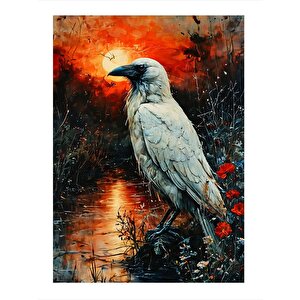 Beyaz  Karga Modern Mdf Tablo 35cm X50cm 35x50 cm