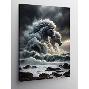Kanvas Tablo Beyaz Atlar Ve Dağlar 70x100 cm
