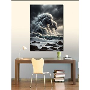Kanvas Tablo Beyaz Atlar Ve Dağlar 70x100 cm