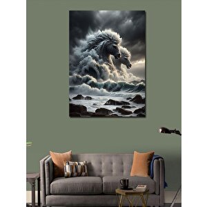 Kanvas Tablo Beyaz Atlar Ve Dağlar 70x100 cm