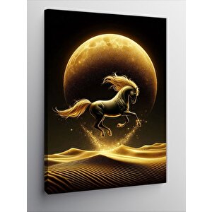 Kanvas Tablo Altın Sarısı At Ve Dolunay 100x140 cm