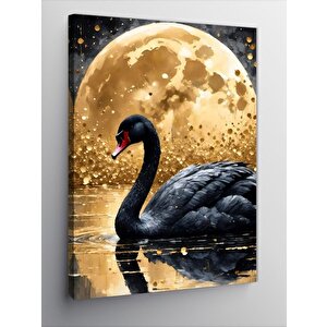 Kanvas Tablo Altın Sarısı Ay Ve Leylek 70x100 cm