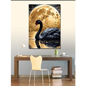 Kanvas Tablo Altın Sarısı Ay Ve Leylek 70x100 cm