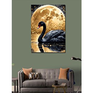 Kanvas Tablo Altın Sarısı Ay Ve Leylek 70x100 cm