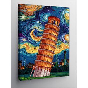 Kanvas Tablo Pisa Kulesi Van Gogh Temalı