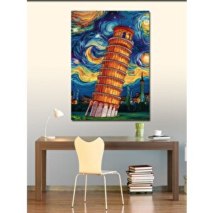 Kanvas Tablo Pisa Kulesi Van Gogh Temalı
