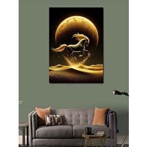 Kanvas Tablo Altın Sarısı At Ve Dolunay 70x100 cm