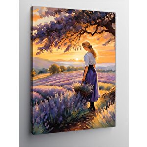 Kanvas Tablo Lavanta Tarlasında Sarışın Kız 100x140 cm
