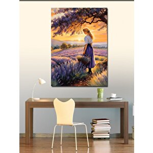 Kanvas Tablo Lavanta Tarlasında Sarışın Kız 100x140 cm
